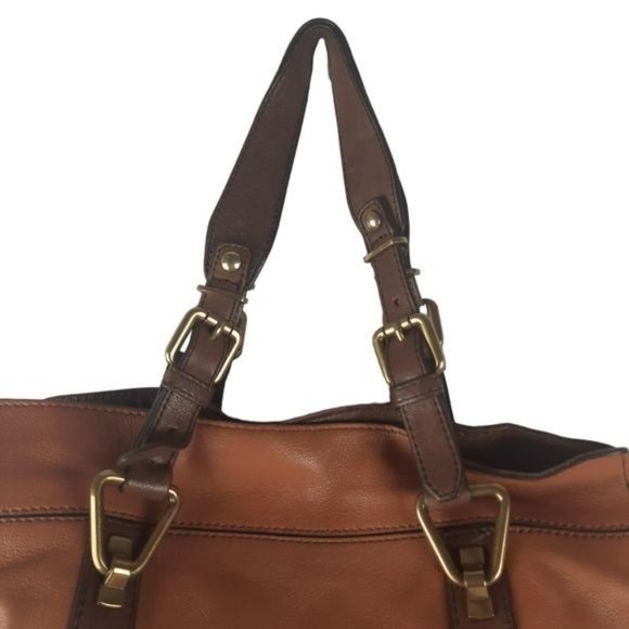 Kooba Colorblock Leather Cognac Satchel Bag Large - Picture 4 of 16